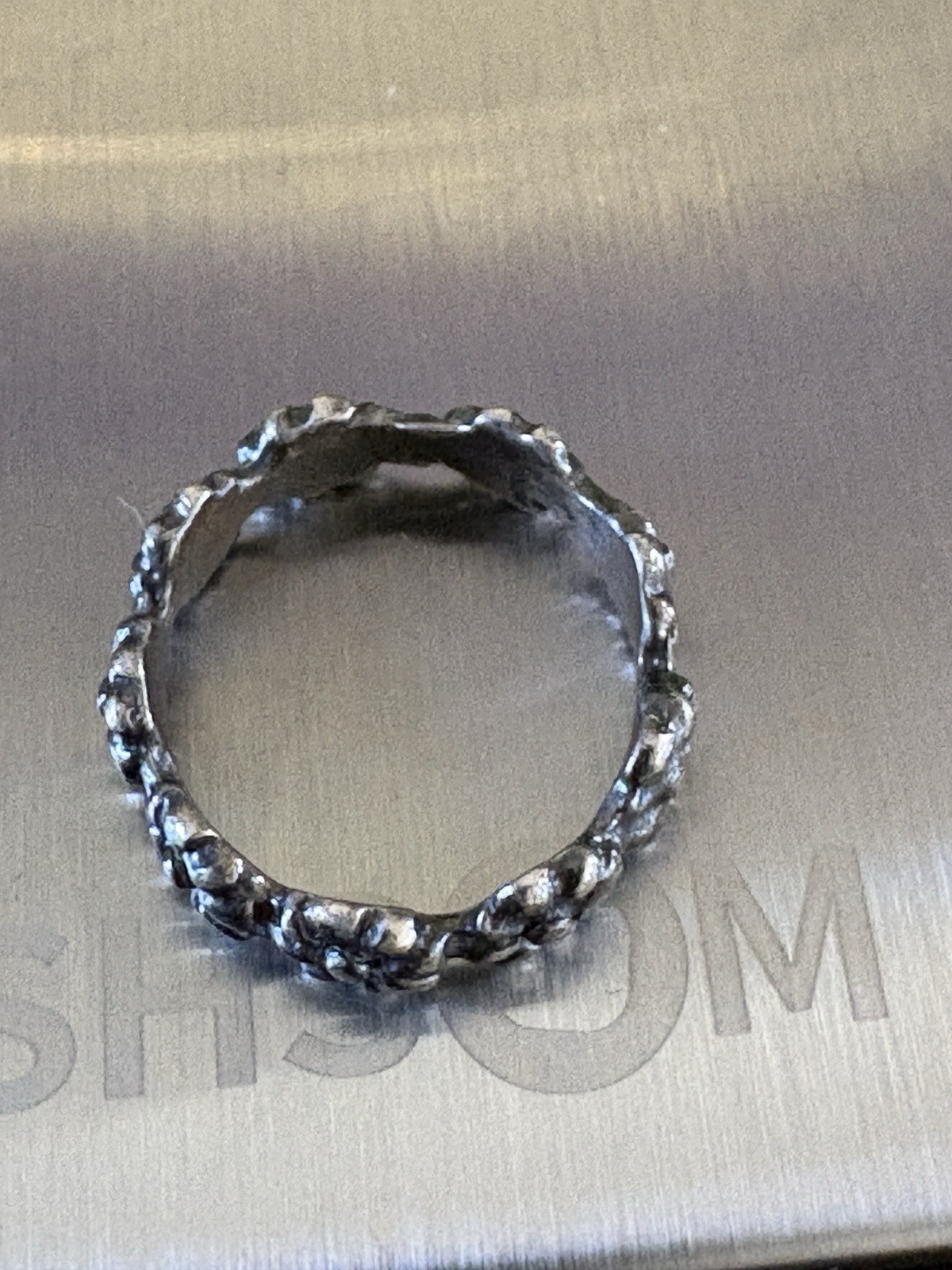 Vintage Sterling Silver Daisy Band Ring Size 4.25” Dainty 2.79 Grams