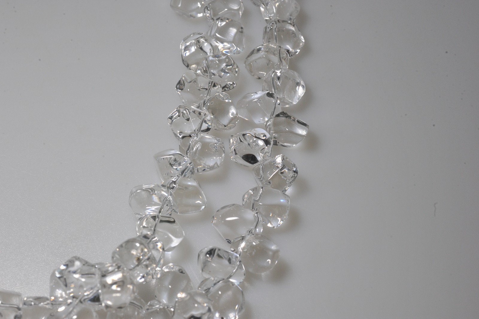 VTG clear rock quartz crystal tumbled polished sterling clasp necklace 258 Grams