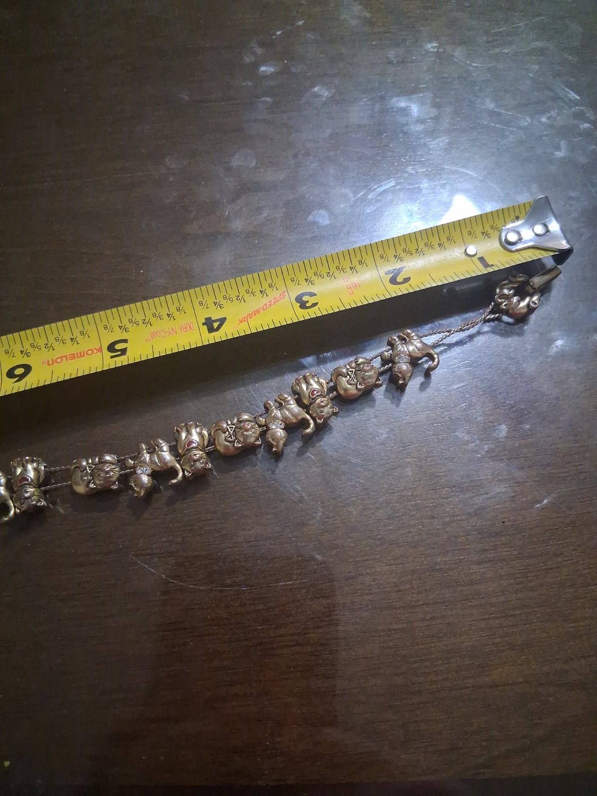 Vintage Avon Kitty Cat Slide Charm Rhinestone Bracelet ~ Gold Tone