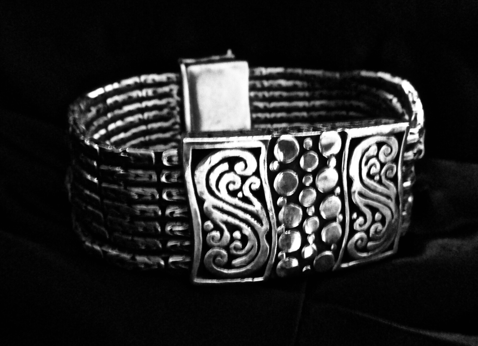 SALE PENDING Vintage Byzantine Multi Chain Wide Sterling Bracelet Bali 76 grams