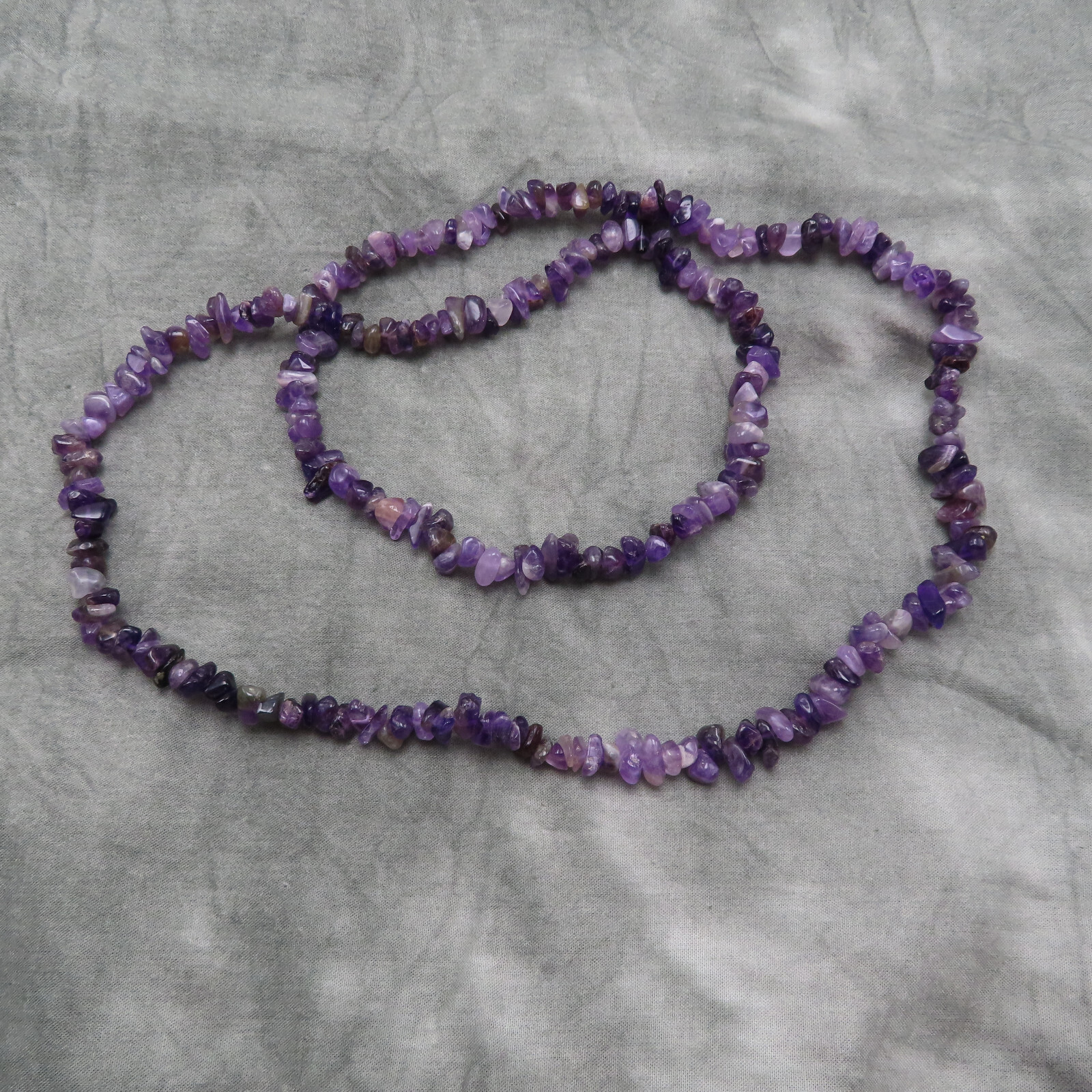 Amethyst Necklace Gemstones Purple Chip Beads 36 inch Nuggets Strand 638c