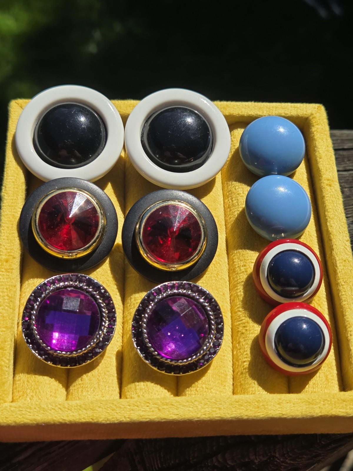 Vintage Clip On Earrings Lot Bold Chunky 60s 70s 80s Rivoli Enamel