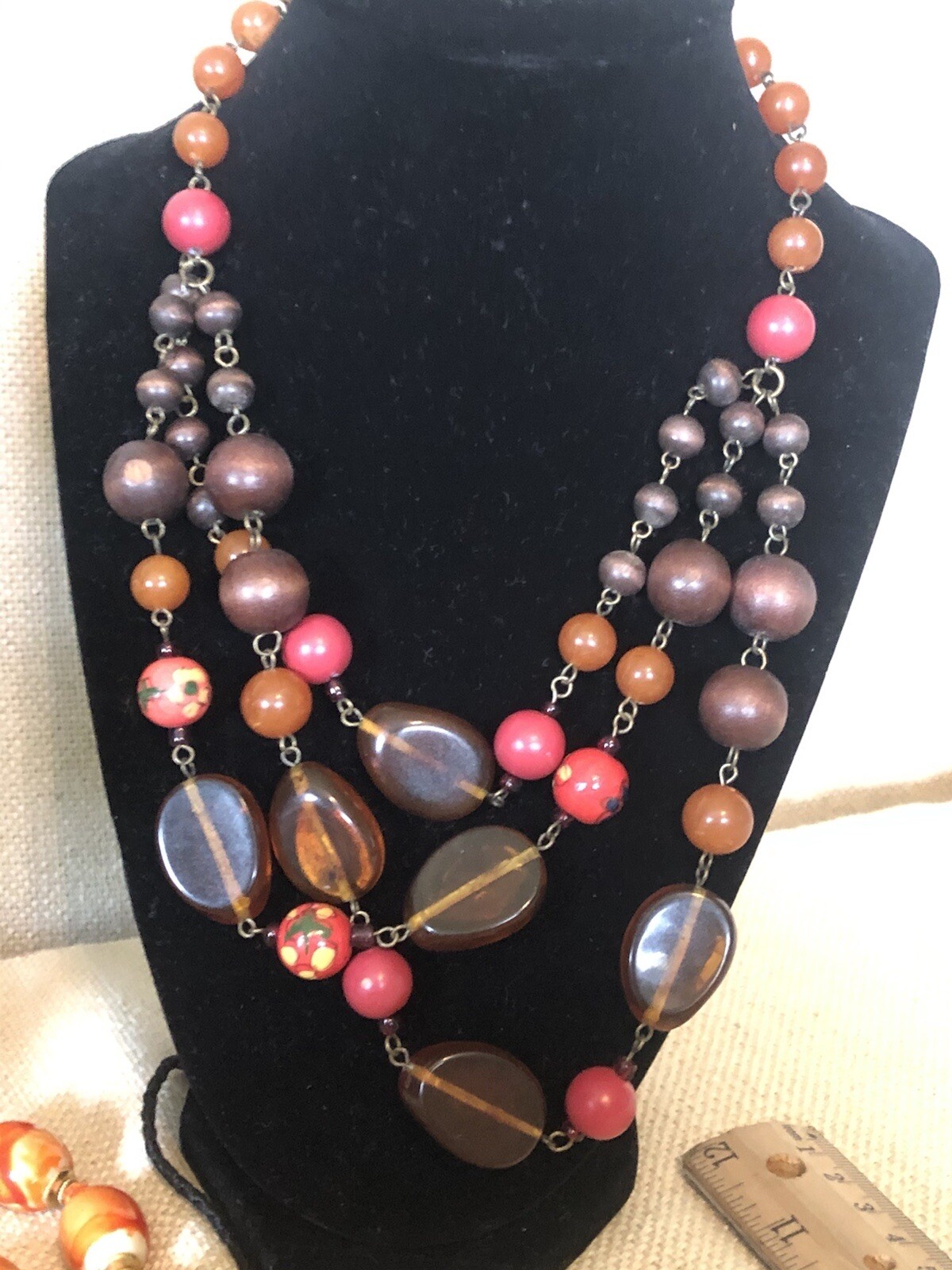 Lot of 20 Vintage to Modern Jewelry Mix Matching Orange Gold Tone Peach Brown