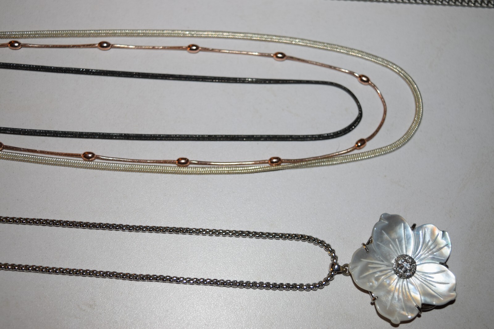 Vintage to now lot of 5-1 Chinas-1 Pewter BDA-1 Clm-1 Alex & Ani chain necklaces