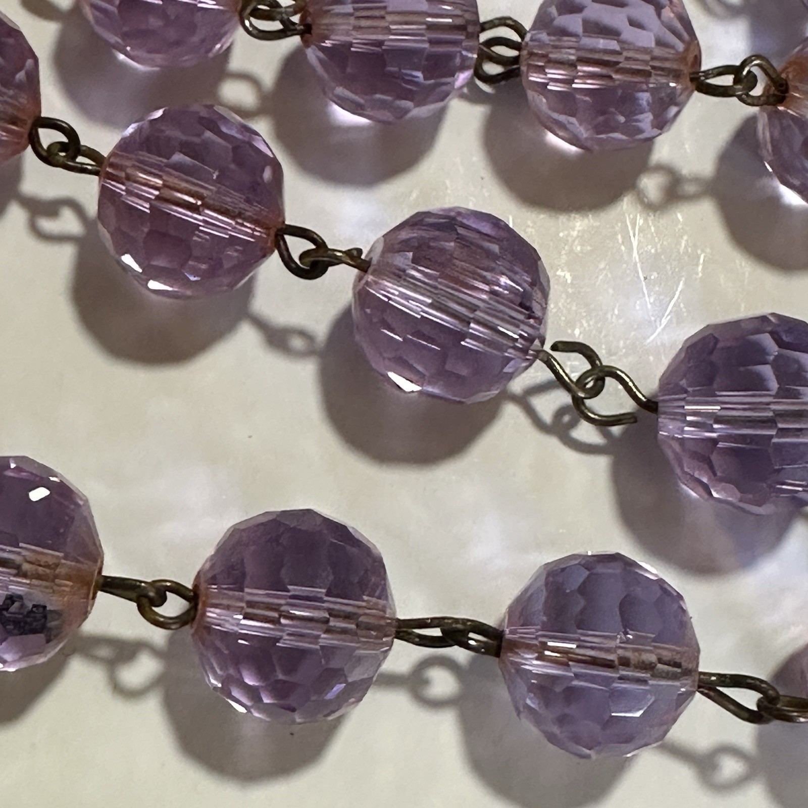 VTG Neodymium Glass Necklace Color Changing Alexandrite 54 Faceted Beads Czech