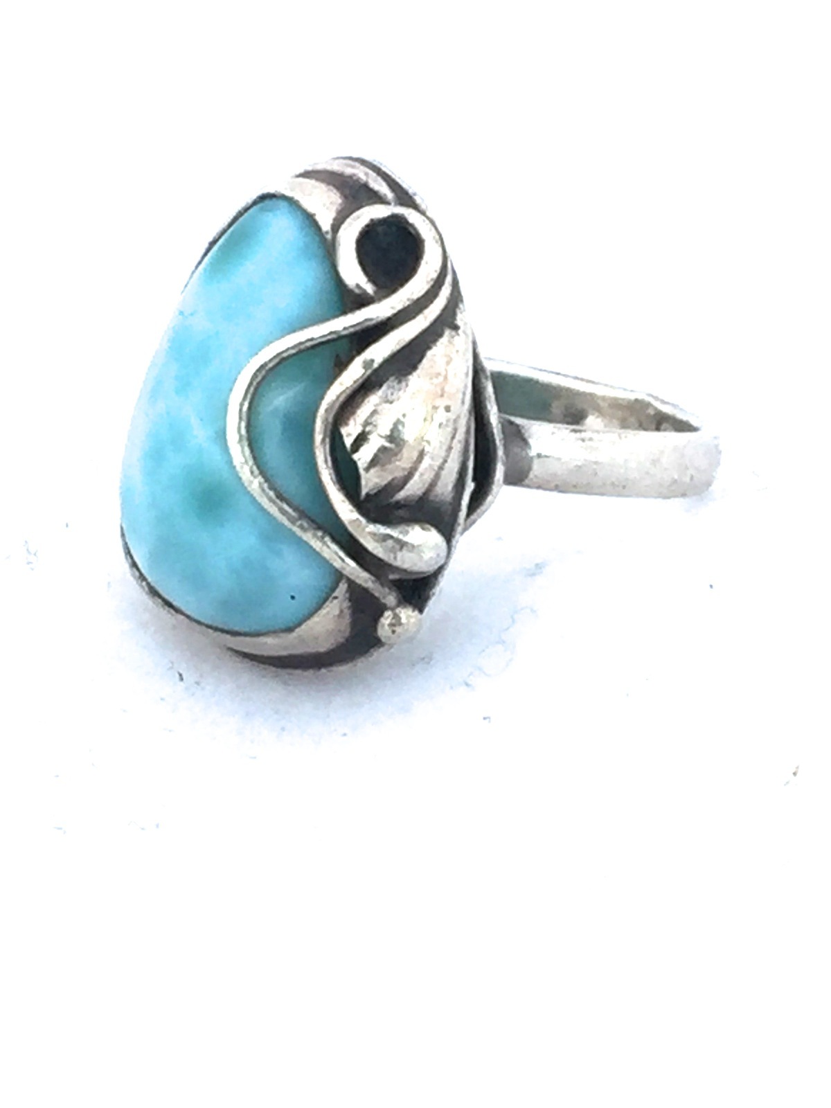 Larimar Ring Size 7.5 sterling silver Art Deco influences