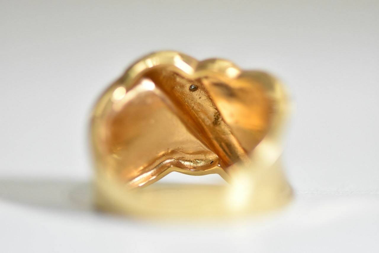 Cocktail ring gold over sterling silver art deco influences Size 8.75