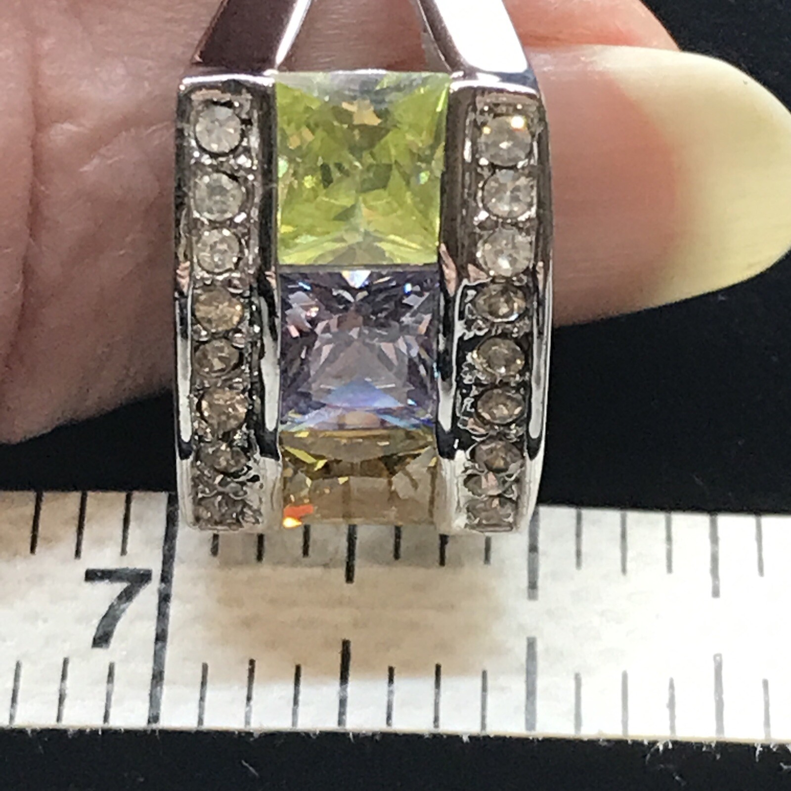 Vintage 18KGE Citrine, Amethyst, Perido & Clear Cubic Zirconia’s Ring sz 7