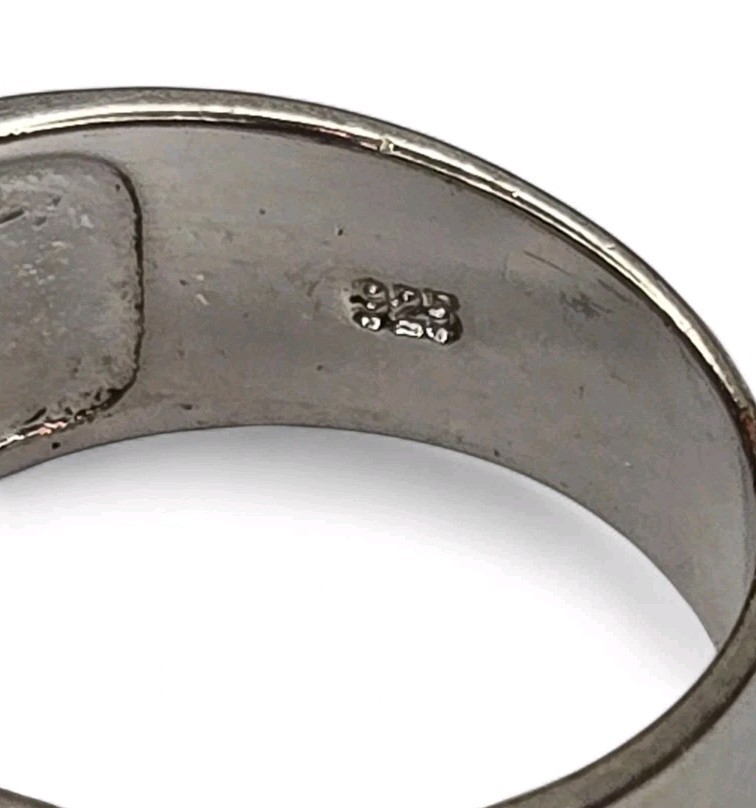Southwestern Sterling Silver 925 Faux Blue Opal Channel Inlay Ring Size 7.5