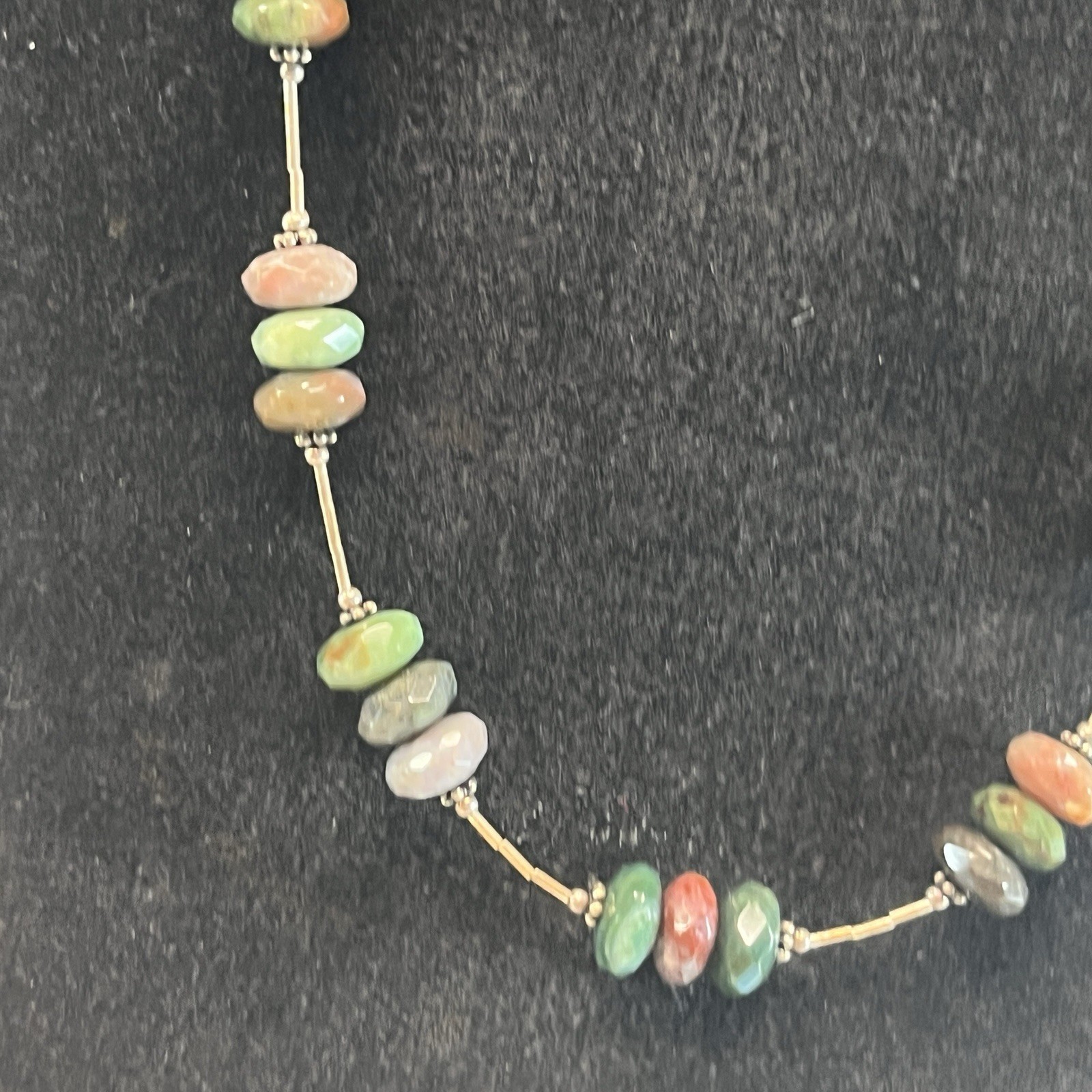Vintage 18” Faceted Agate Necklace With Sterling Closure