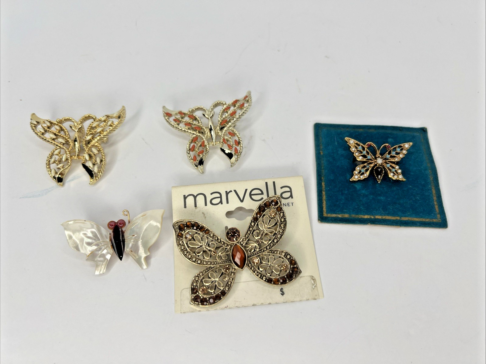 Vintage Butterfly Brooch Lot Signed Gerry’s Money Marvella Mother of Pearl READ