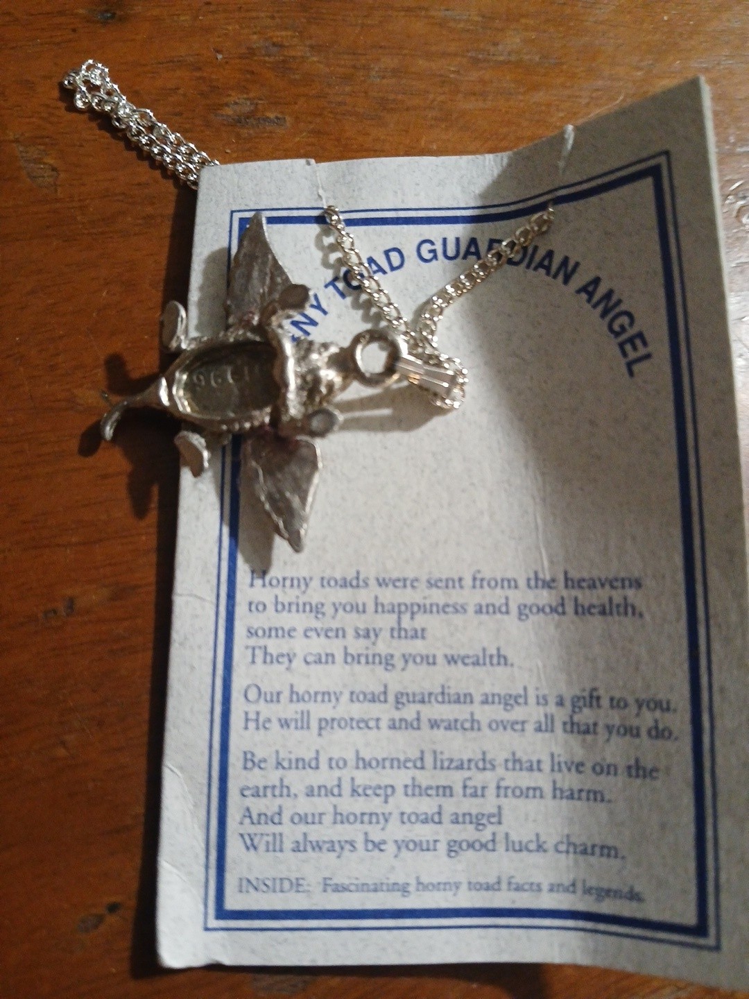 Horny Toad Guardian Angel Necklace NEW