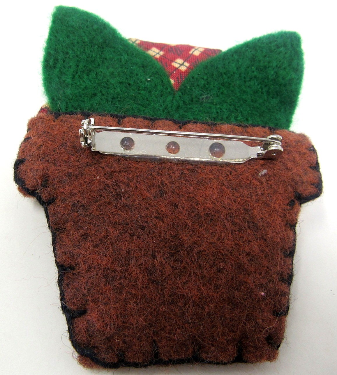 Felt Flower Pot Pin 3 1/2 inch Yellow Beige Brown Handcrafted NOS US Seller GSW