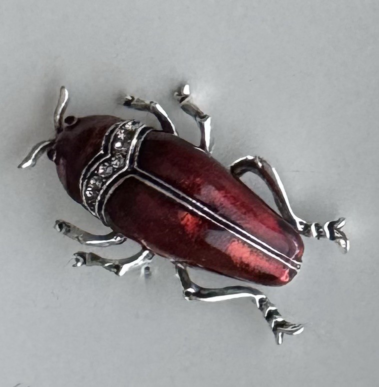 Beetle Insect Brooch enamel on metal
