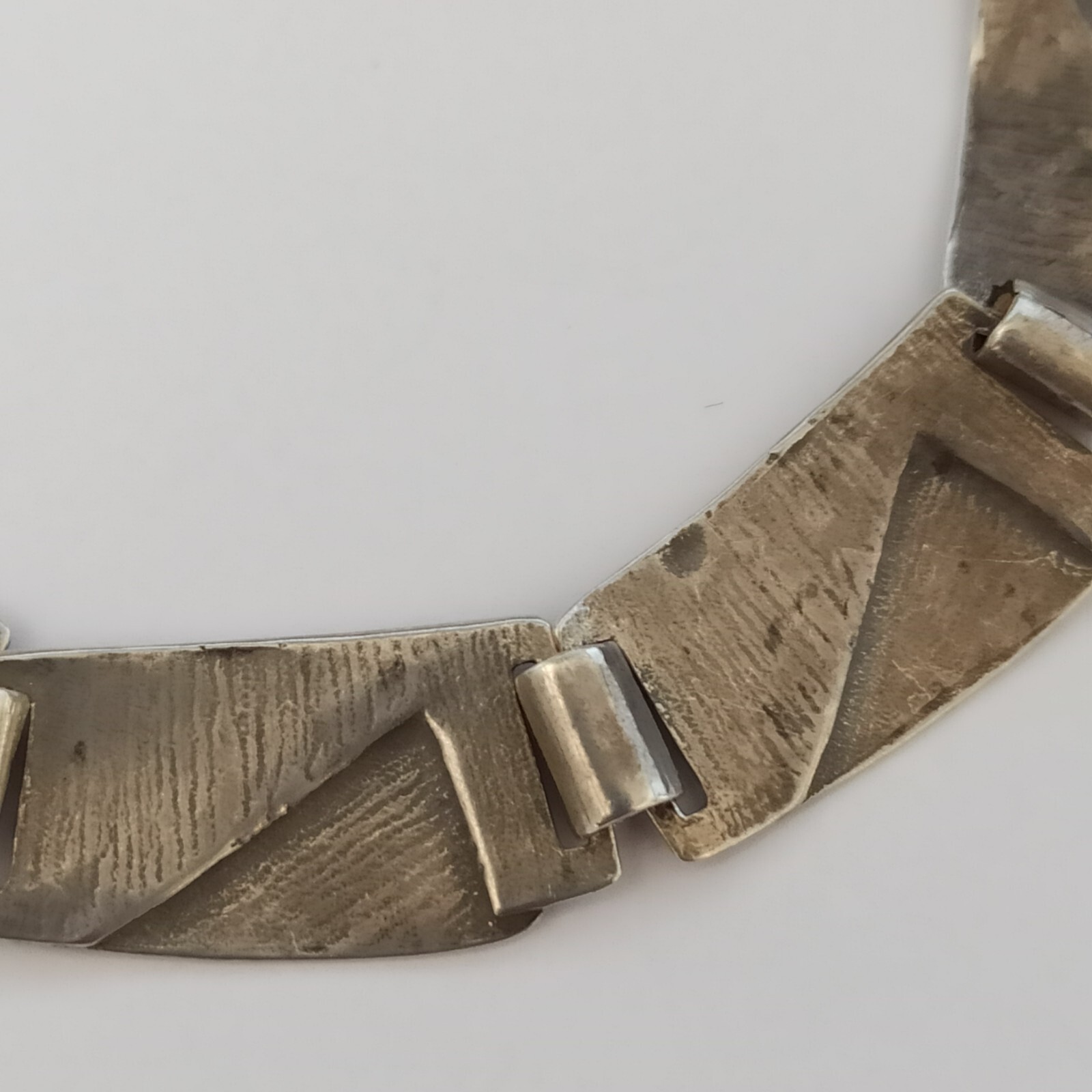 Vintage Silver Necklace Modernist Geometric Articulated Links Cleopatra Inspired