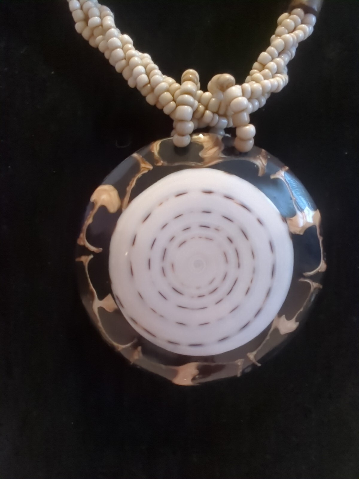 2 Necklaces Lot Inlaid Abalone Shell Pendant & Teal Multilayer Beaded Necklace