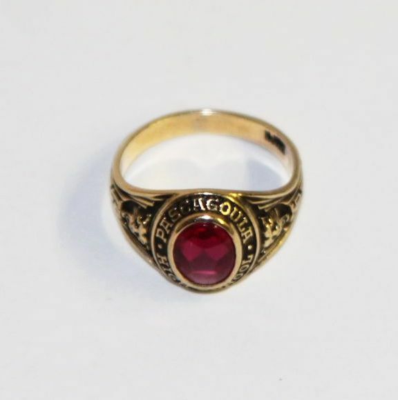 1956 Pascagoula Panthers (MS) “DJB” High School Class Ring 10K Red Stone sz 6