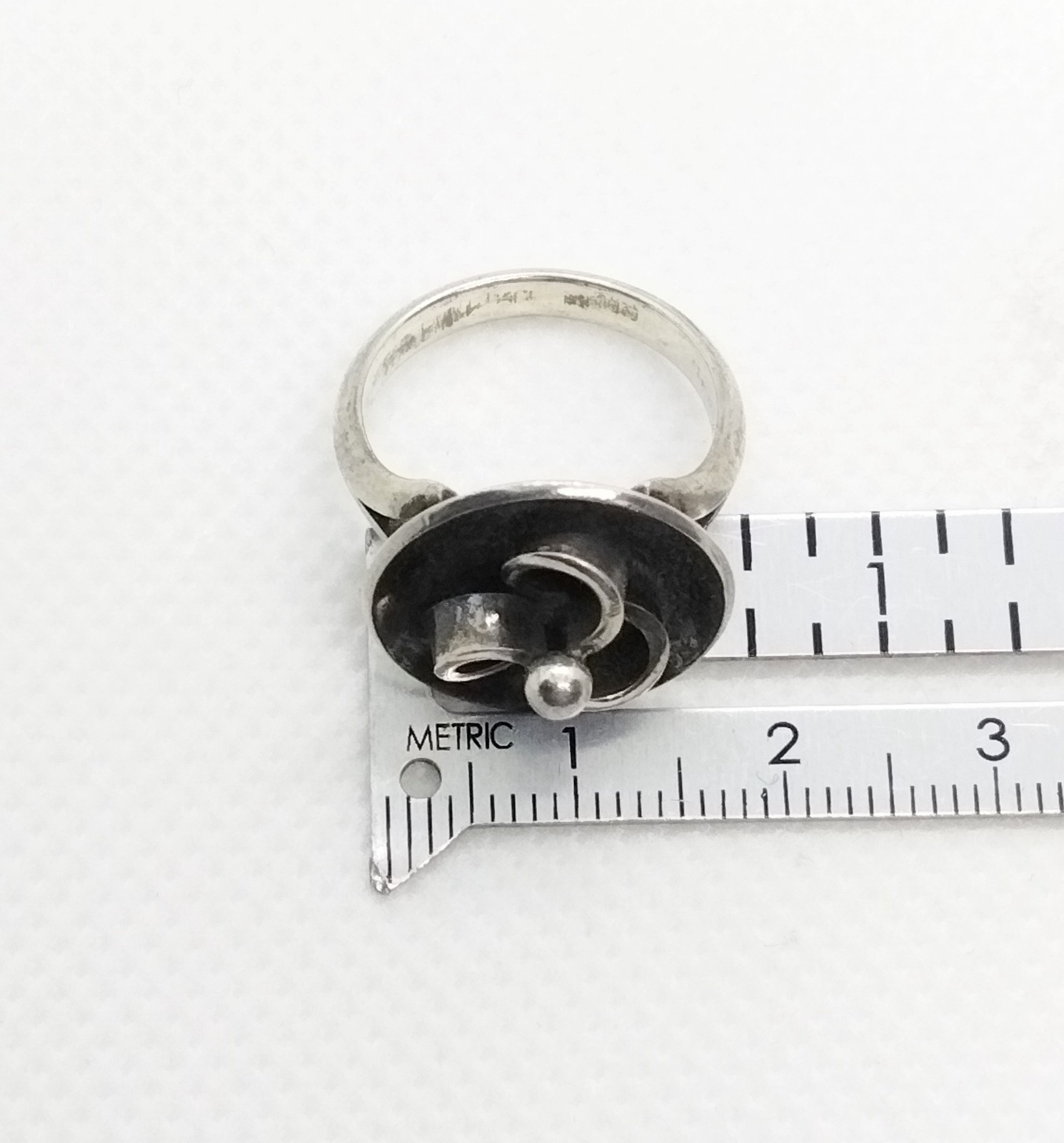 Vintage Denmark N E From Sterling Silver 3D Twist Modernist Ring Size 6