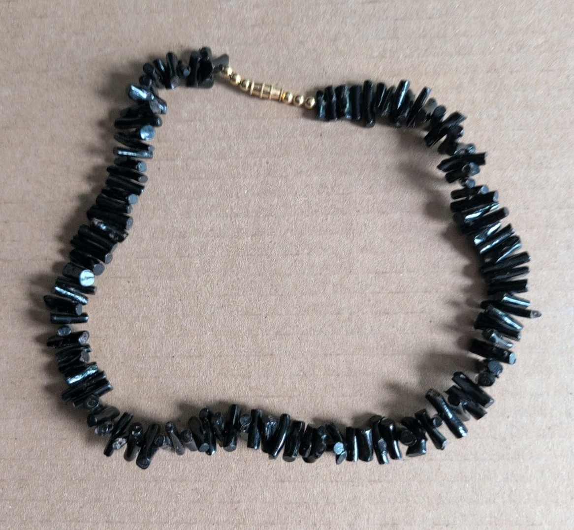 Vintage Black Coral Necklace Hawaii 17.5″