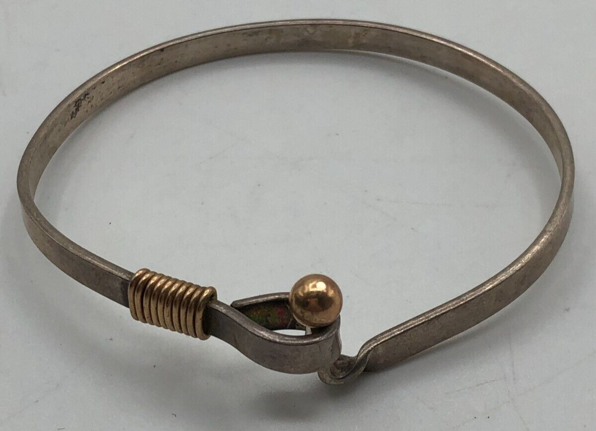 VTG Sterling Silver Tested Clamper Toggle Clasp Bracelet Artisan Jewelry 11.2 Gr