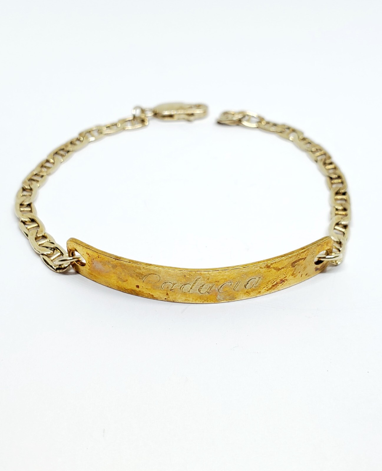 Vermeil 925 Sterling Silver Anchor Mariner Link Chain ID Bracelet 7.25″ (52)