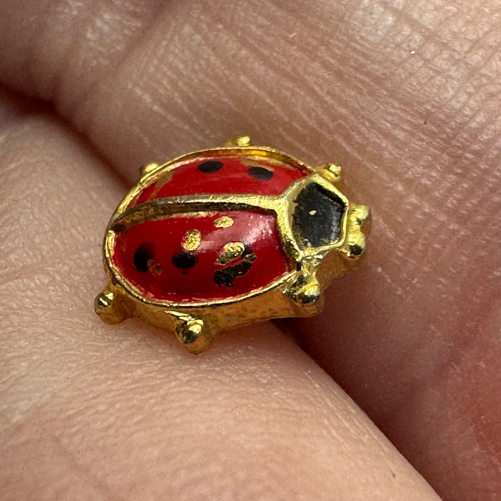 Ladybug Enamel Lapel Pin Lucky Garden Insect Spring 90s Brooch Vintage Gold Tone