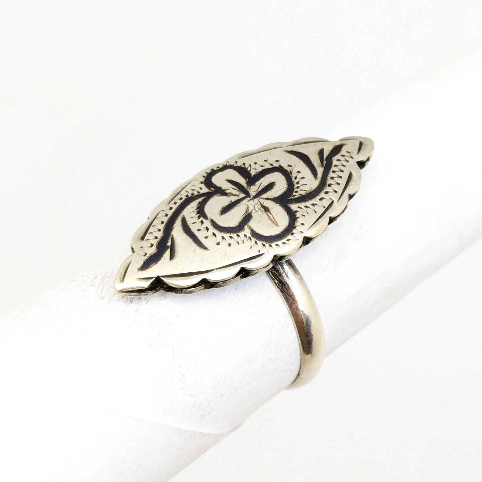 Vintage RING Silver⭐925 stamp Star USSR with Blackening -size: 7US (17.5mm)| #20