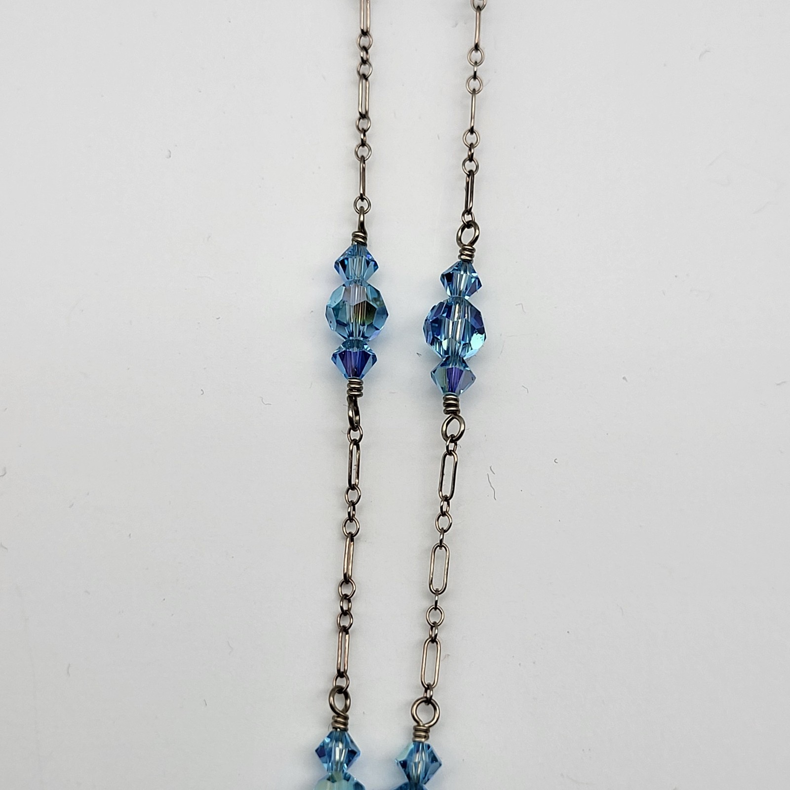 Beautiful Sterling Silver Blue Crystal Necklace Earrings Set Flamboyant Sexy