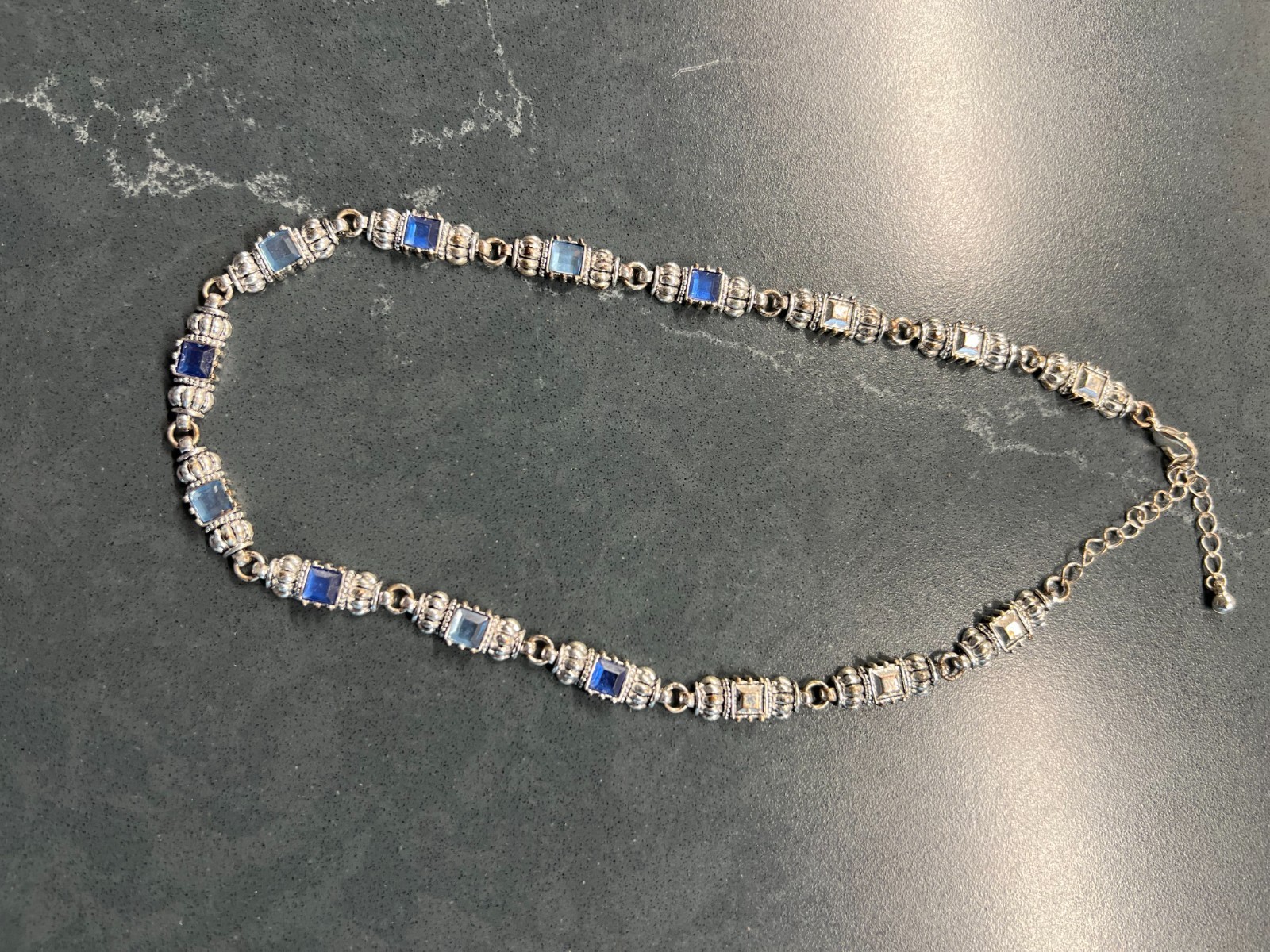 Vintage Avon Blue Rhinestone Link Necklace