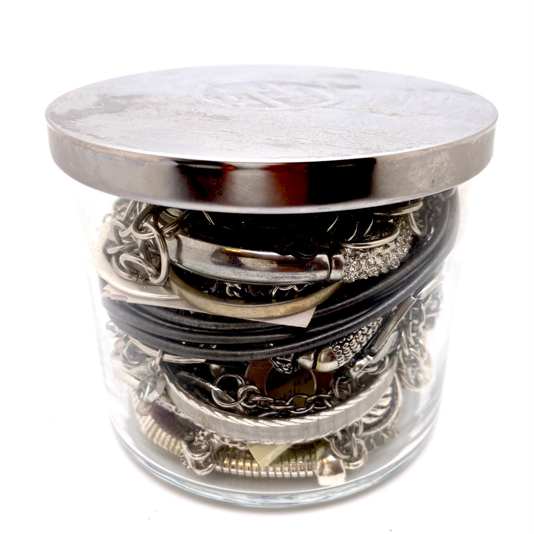 Mystery Vintage Modern Silver Tone Theme Fashion Costume Mixed Jewelry Jar 1lb