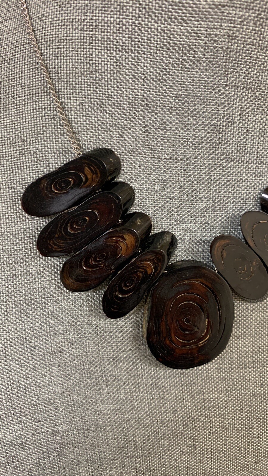 Vintage Sliced Black Coral Chain Necklace