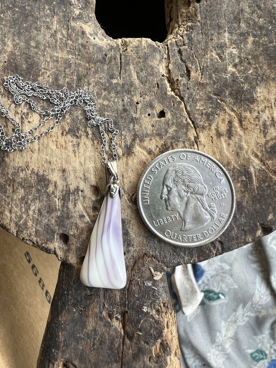 Vintage Sterling Navajo Wampum Purple Spiny Oyster Pendant Necklace 18″ Dainty