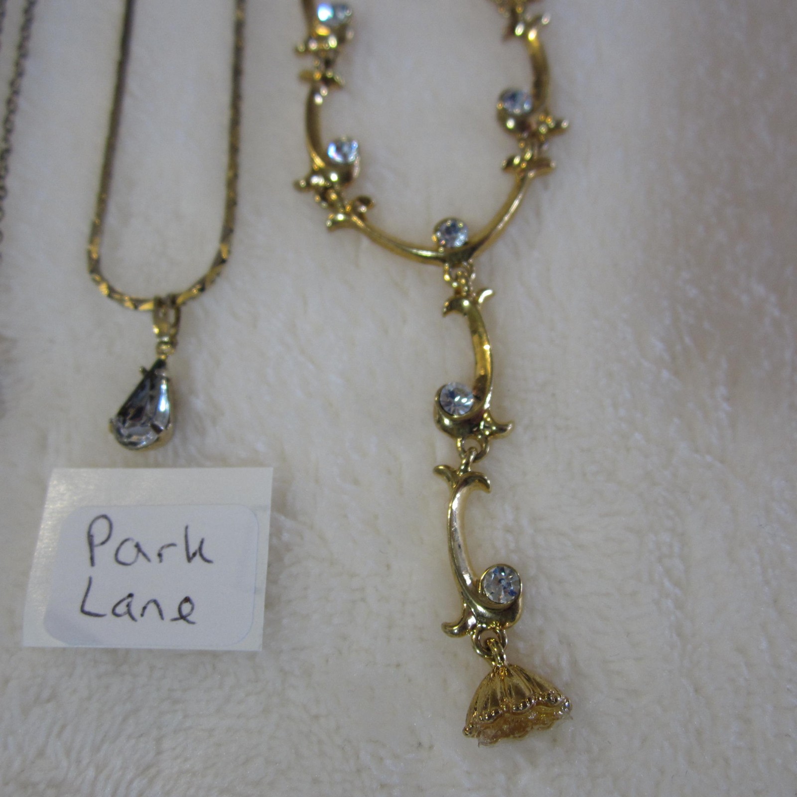 Lot of 4 Delicate Necklaces in Gold Tone, Park Lane, Loft Quality Rhinestones