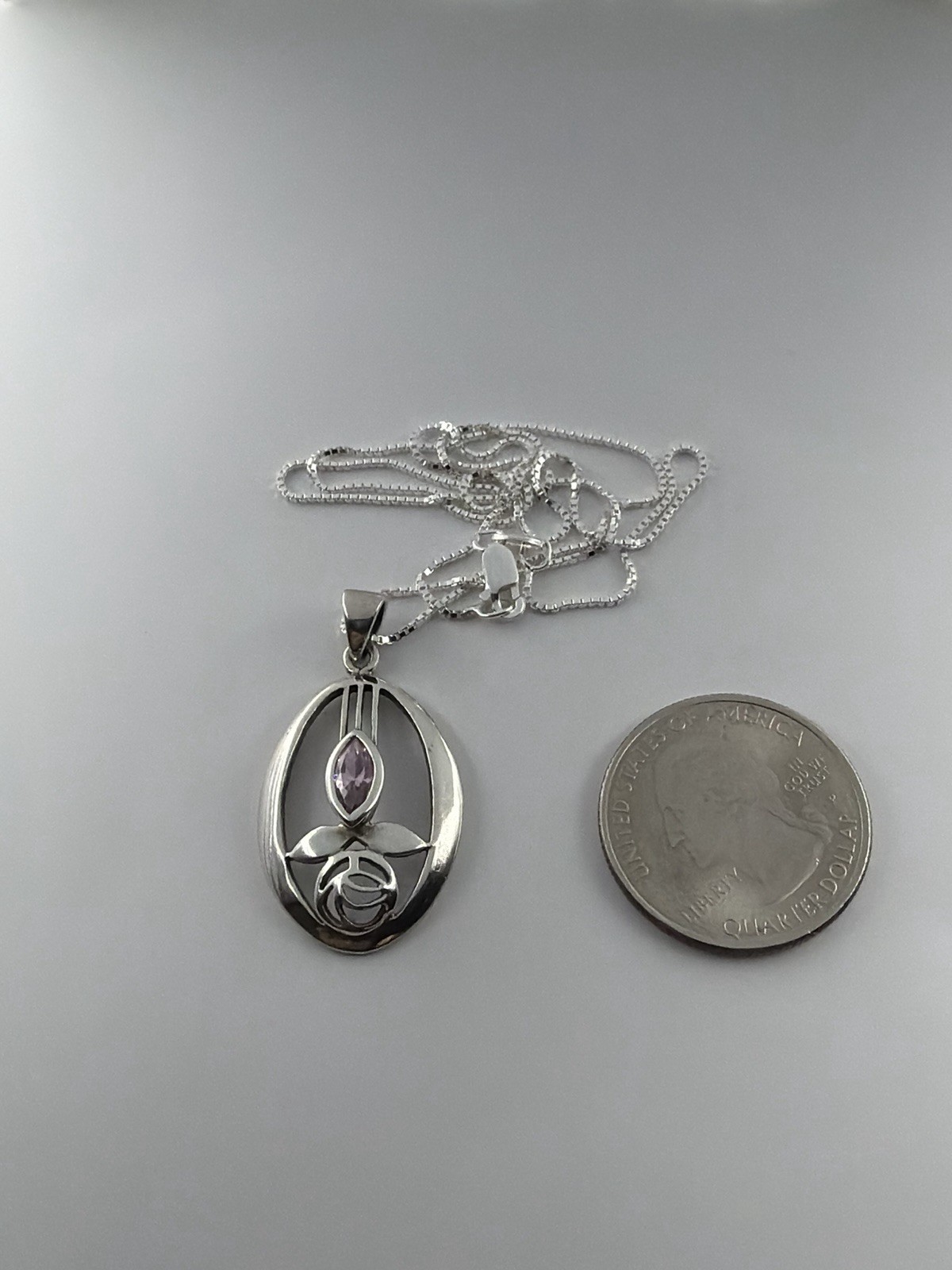 Vintage Glasgow Rose Amethyst Silver 925 Pendant Necklace Kit Heath 95