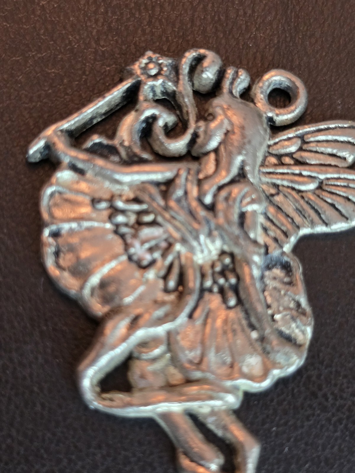 Vintage Fairy Ballerina Pendant Charm Silver Tone Winged Dancer Whimsical #492