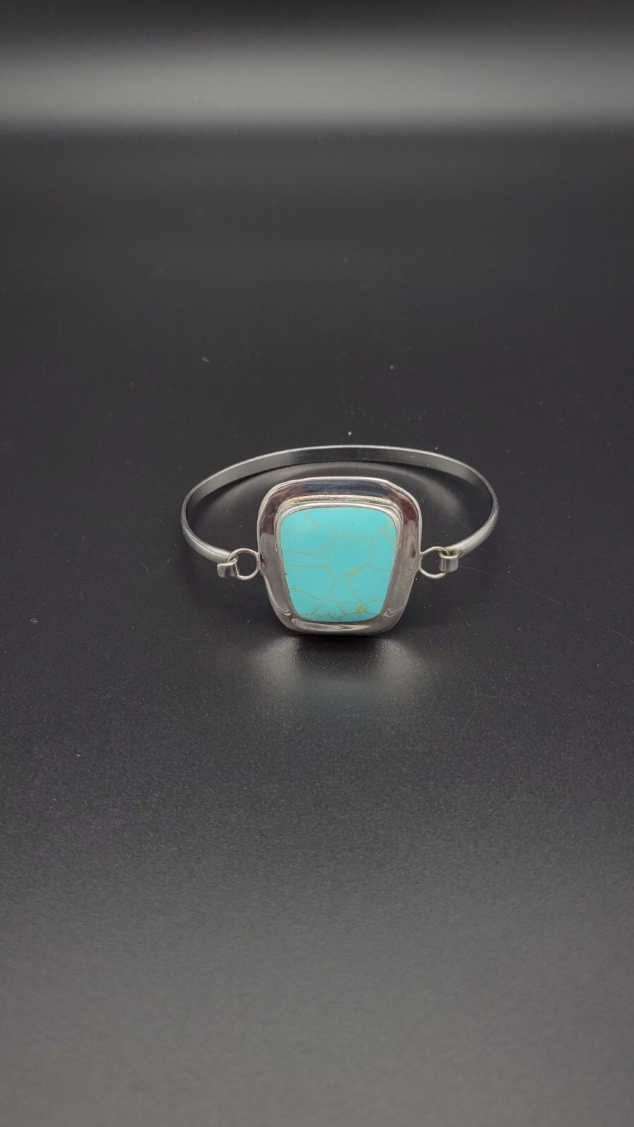 ATI Sterling Silver Turquoise Side Open Bangle Bracelet, Mexico