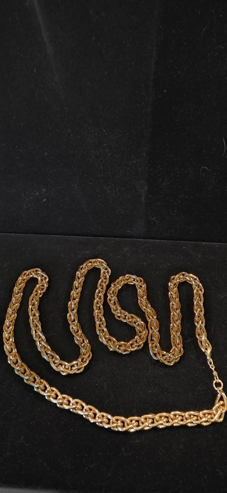 Vintage Monet Rope Chain Necklace Gold Tone, 36″ long 8.4mm Thick