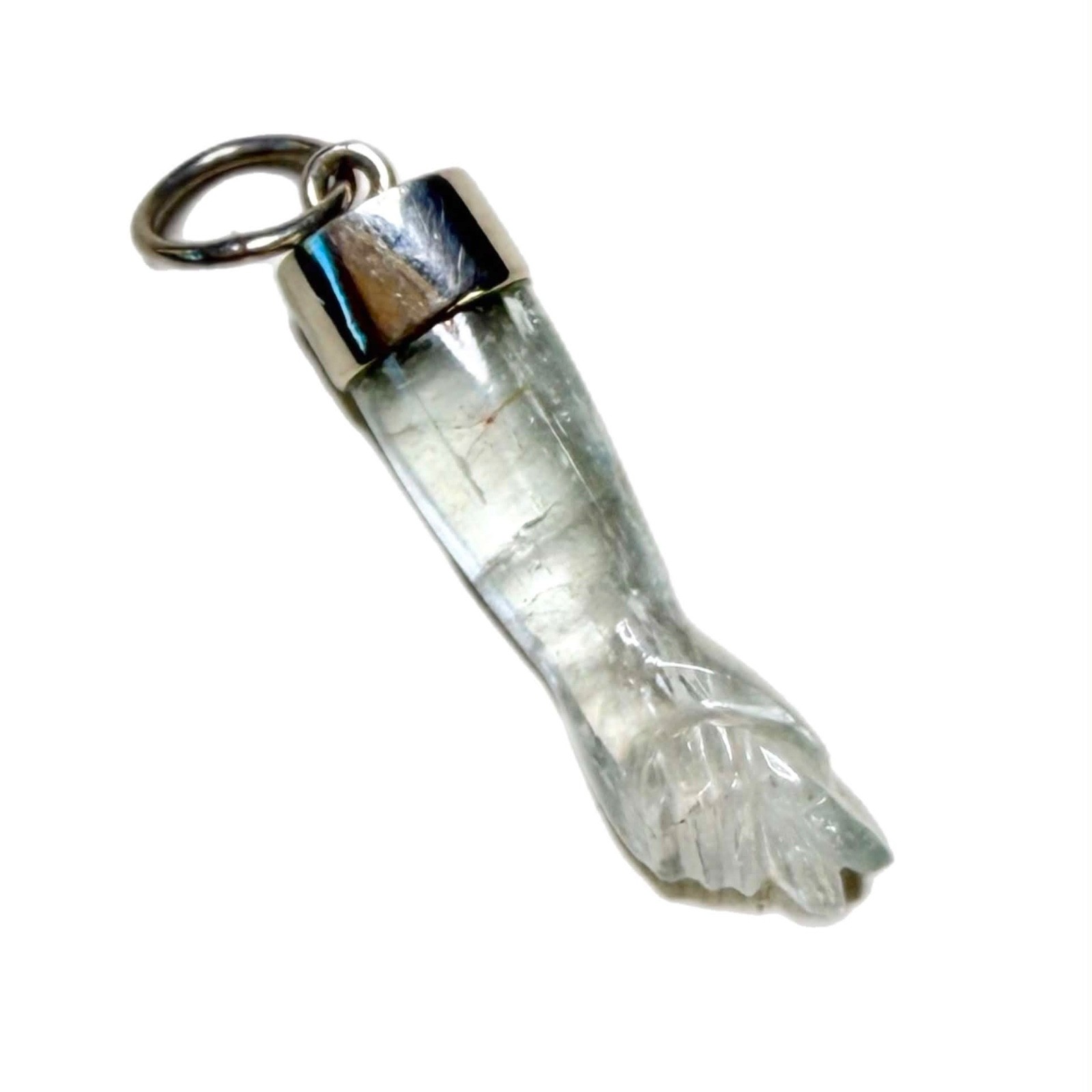 LUX Vintage Rock Crystal Figa Pendant, Sterling Silver Capped