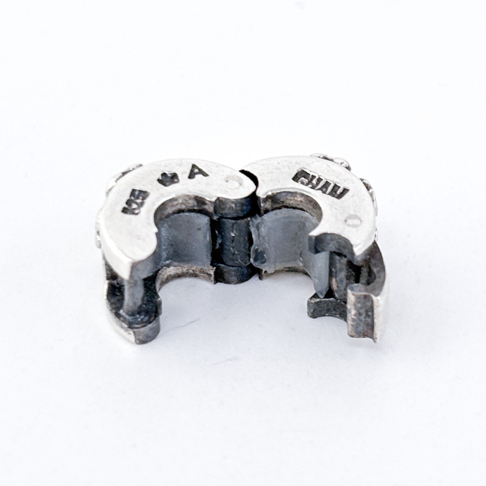 Vintage CHAM Thailand Sterling Silver 925 1cm Floral Clip Charm Bead