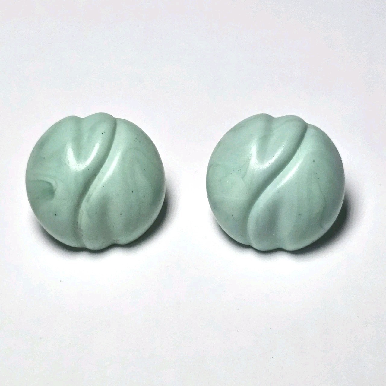 Vintage 80s/90s Light Teal Round Pierced Earrings