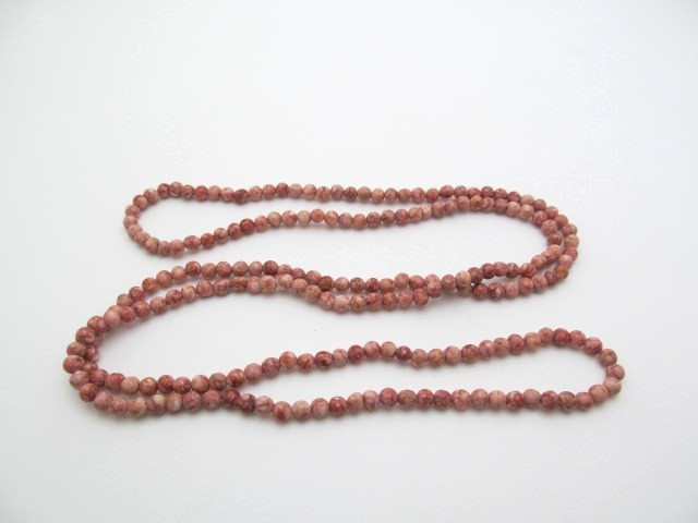 Vintage Rhodochrosite Warm Pink Natural Stone 4.5mm Round Ball Necklace 34 In