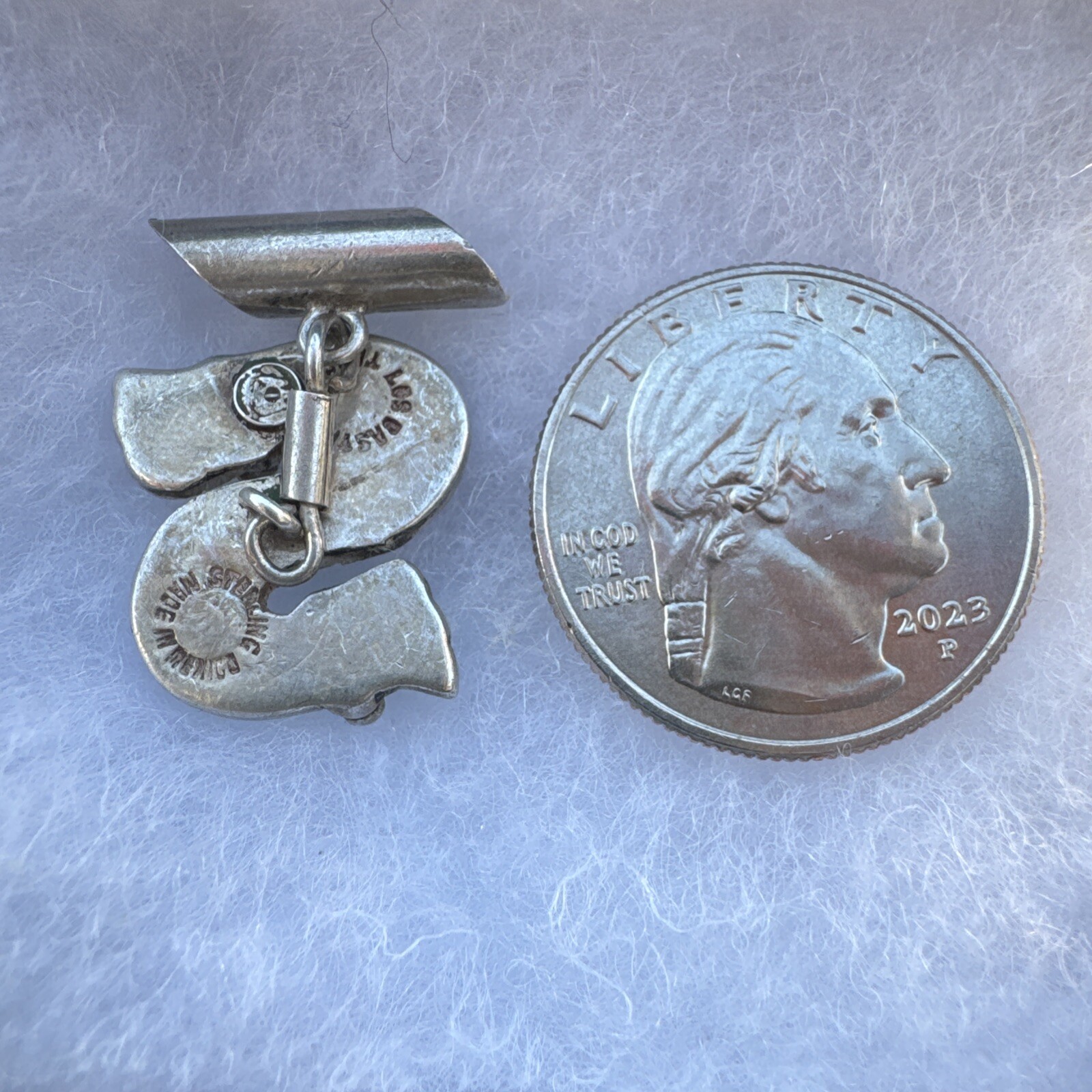Vintage Los Castillo Sterling Silver Azteca Mosaico Swirl Cufflinks 50s 60s