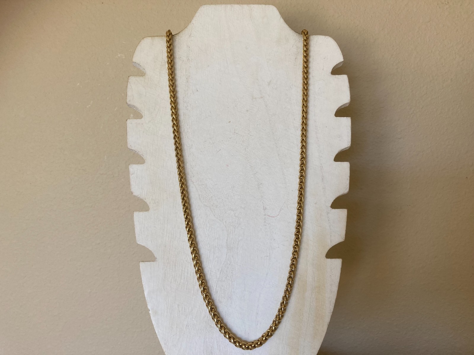 Vintage Gold Tone Wheat Chain Necklace – 37″/5mm