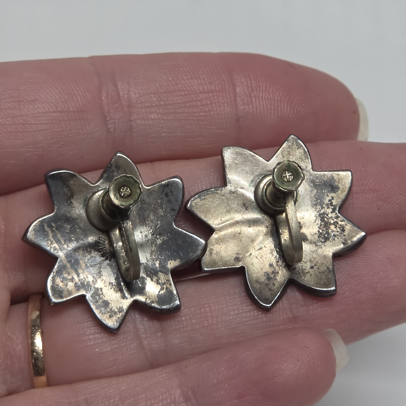 Vintage Taxco Sterling Silver Abalone Pinwheel Pendant / Brooch And Earrings Set