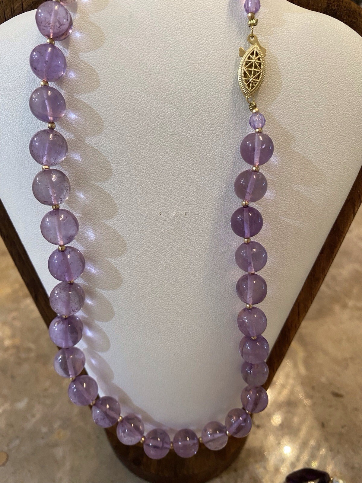 Lot Of 3 Genuine Vintage Amethyst Bead Necklaces