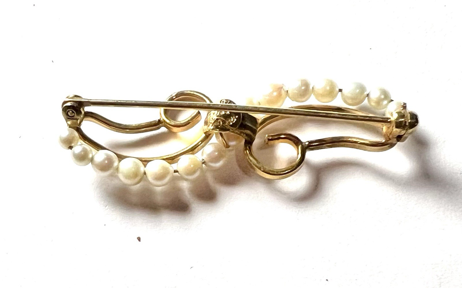 Vintage Seed Pearl Gold Filled Swirl Brooch Seed Pearl Enamel Mikimoto Style
