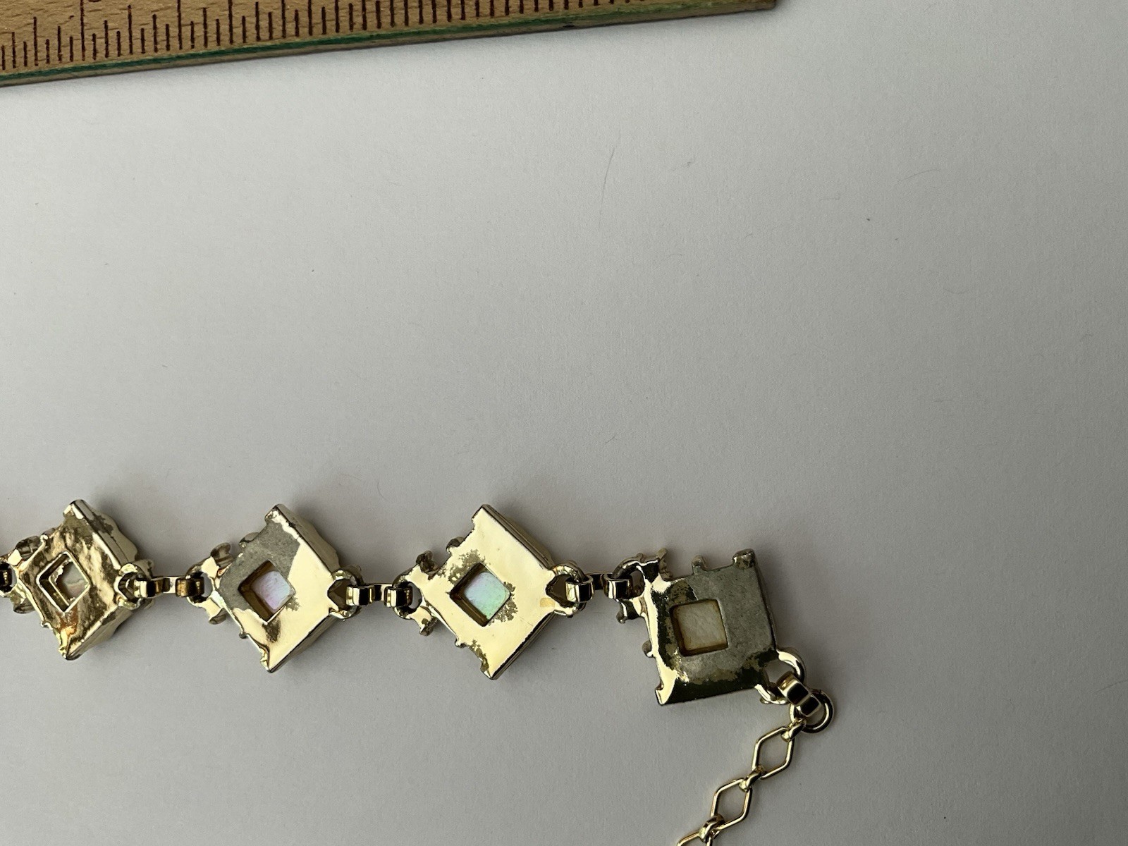 Gold Tone Square Link Cable Chain Necklace Adjustable Hook Closure