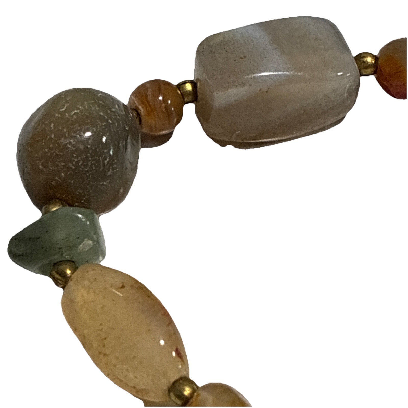 Estate Vtg. Semi Precious Stones, Different Sizes, Shapes, Colors Barrel Clasp ￼