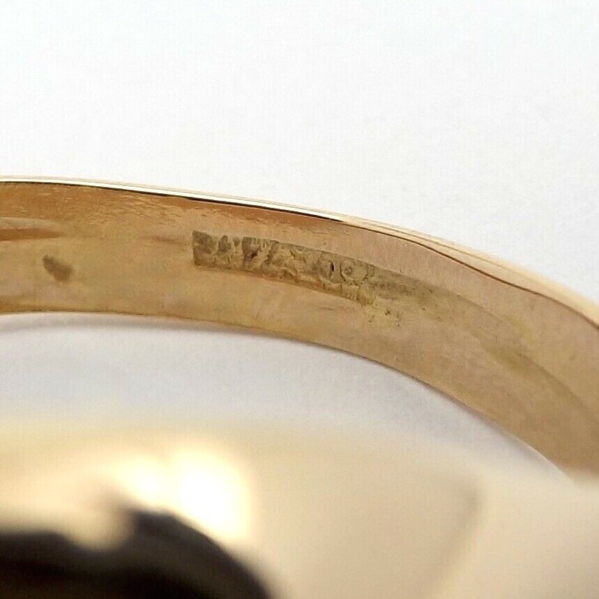 Solid 18k Rose Gold Initial Letter Signet Men Ring Vintage Engravable sz11 Italy