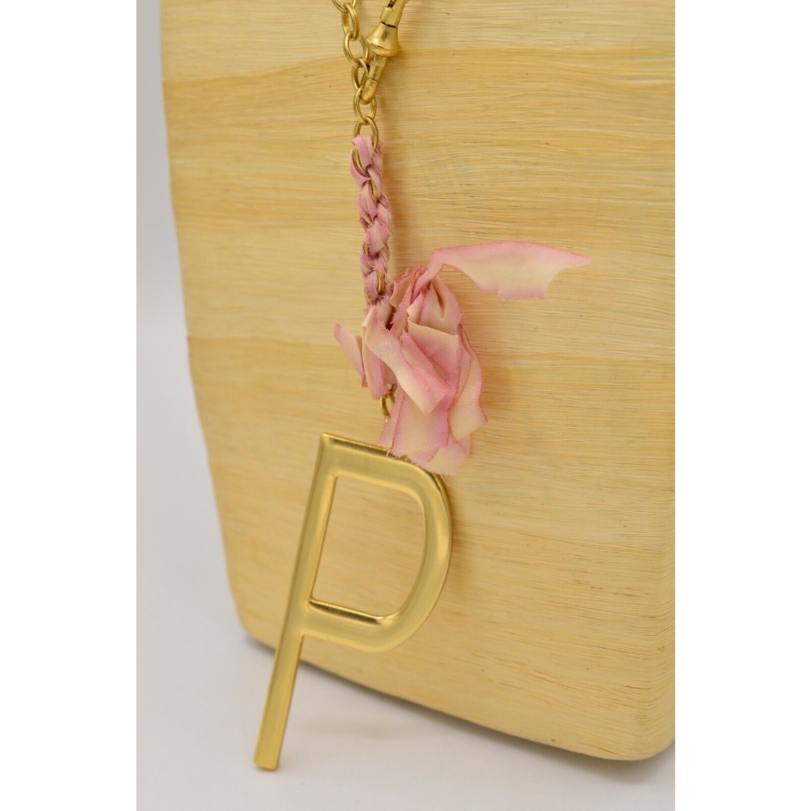 John Wind Initial P Pendant Necklace Capital Letter Brushed Gold Long Chain BinN